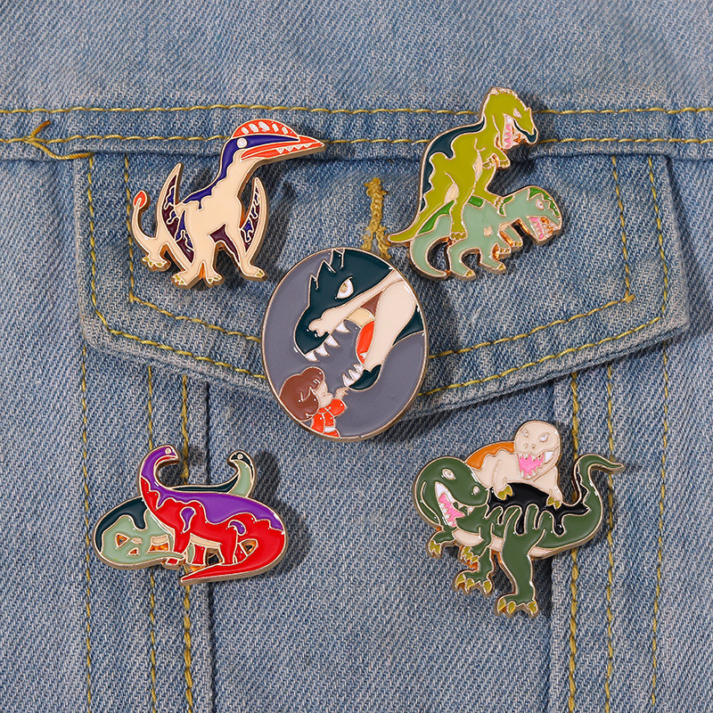 Cartoon Style Dinosaur Alloy Stoving Varnish Unisex Brooches display picture 5