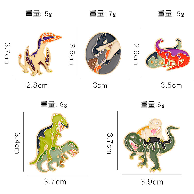 Cartoon Style Dinosaur Alloy Stoving Varnish Unisex Brooches display picture 11