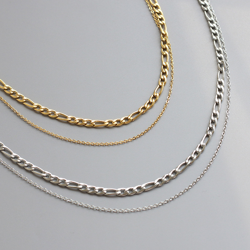201 Stainless Steel Copper Simple Style Plating Geometric Layered Necklaces display picture 1