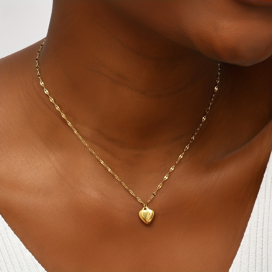 Edelstahl 304 14 Karat Vergoldet Einfacher Stil Überzug Herzform Halskette display picture 3
