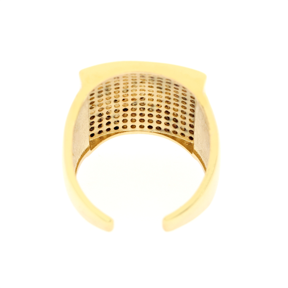 Shiny Square Copper Inlay Zircon Gold Plated Wide Band Ring Open Ring display picture 7