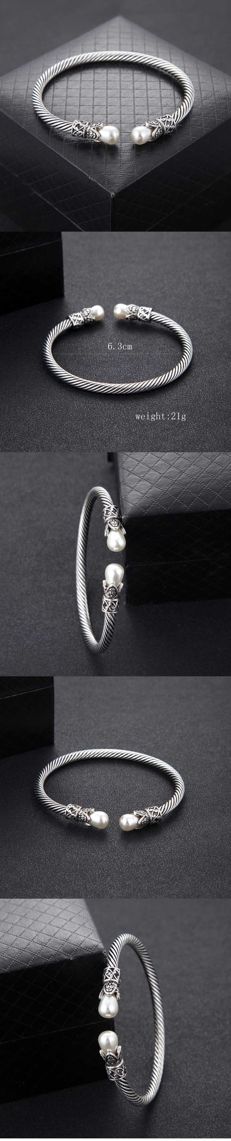 Style Vintage Géométrique Alliage Incruster Perles Artificielles Hommes Bracelet display picture 1