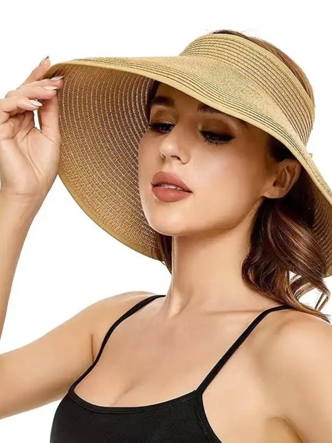 Women's Beach Solid Color Big Eaves Straw Hat display picture 1