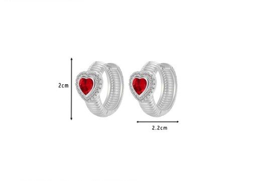 1 Pair Retro Heart Shape Copper Inlay Zircon Earrings display picture 5