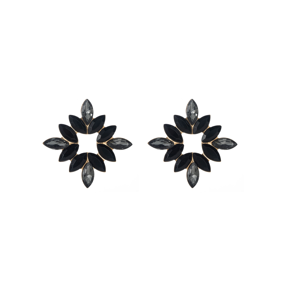 Wholesale Jewelry 1 Pair Baroque Style Flower Alloy Rhinestones Glass Gold Plated Ear Studs display picture 6