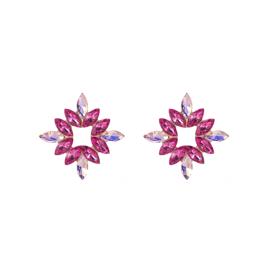 Wholesale Jewelry 1 Pair Baroque Style Flower Alloy Rhinestones Glass Gold Plated Ear Studs display picture 10