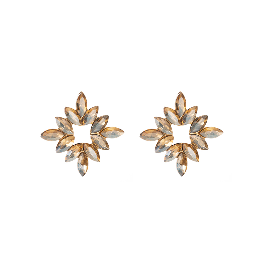 Wholesale Jewelry 1 Pair Baroque Style Flower Alloy Rhinestones Glass Gold Plated Ear Studs display picture 11