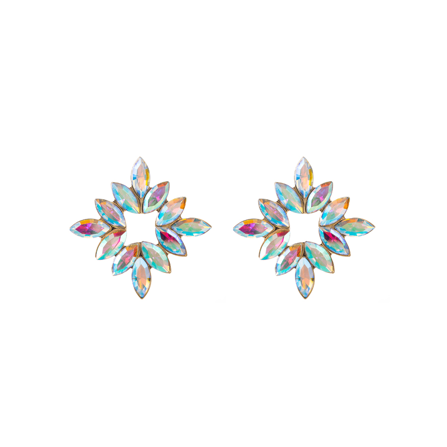 Wholesale Jewelry 1 Pair Baroque Style Flower Alloy Rhinestones Glass Gold Plated Ear Studs display picture 7