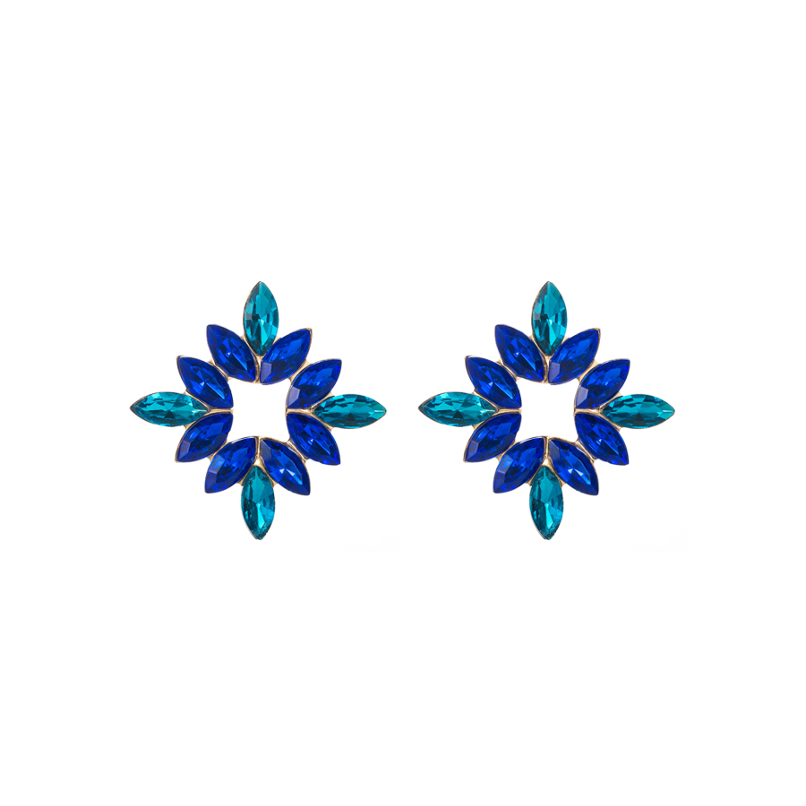 Wholesale Jewelry 1 Pair Baroque Style Flower Alloy Rhinestones Glass Gold Plated Ear Studs display picture 12