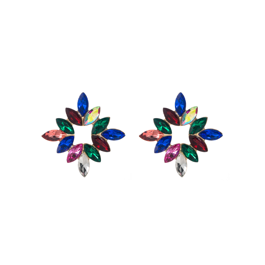 Bijoux En Gros 1 Paire Style Baroque Fleur Alliage Strass Verre Plaqué Or Boucles D'oreilles display picture 8