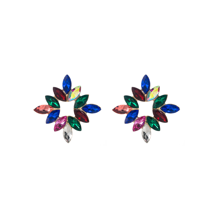 Wholesale Jewelry 1 Pair Baroque Style Flower Alloy Rhinestones Glass Gold Plated Ear Studs display picture 8