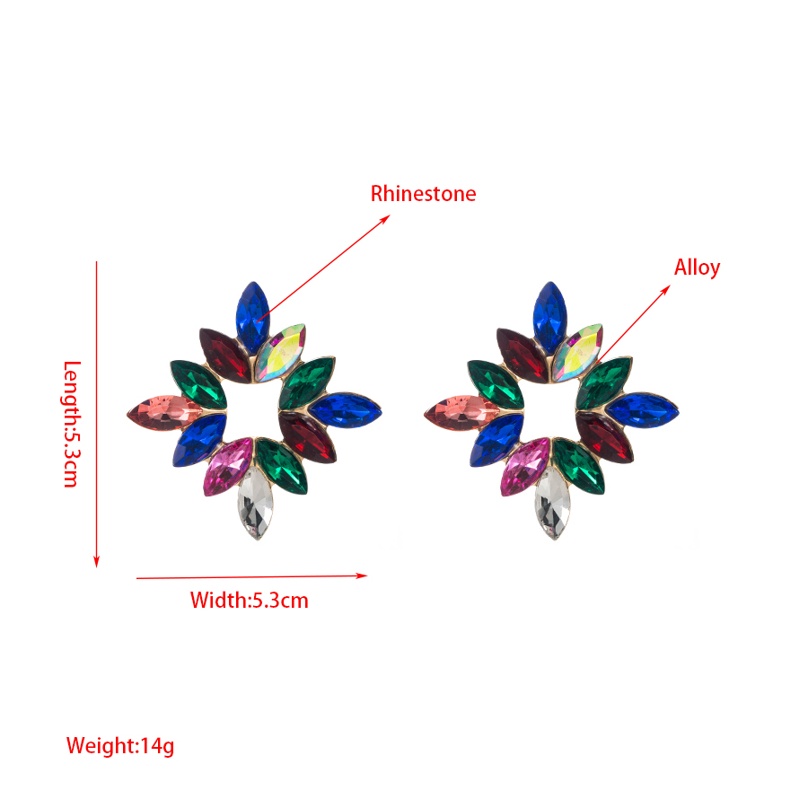 Wholesale Jewelry 1 Pair Baroque Style Flower Alloy Rhinestones Glass Gold Plated Ear Studs display picture 1