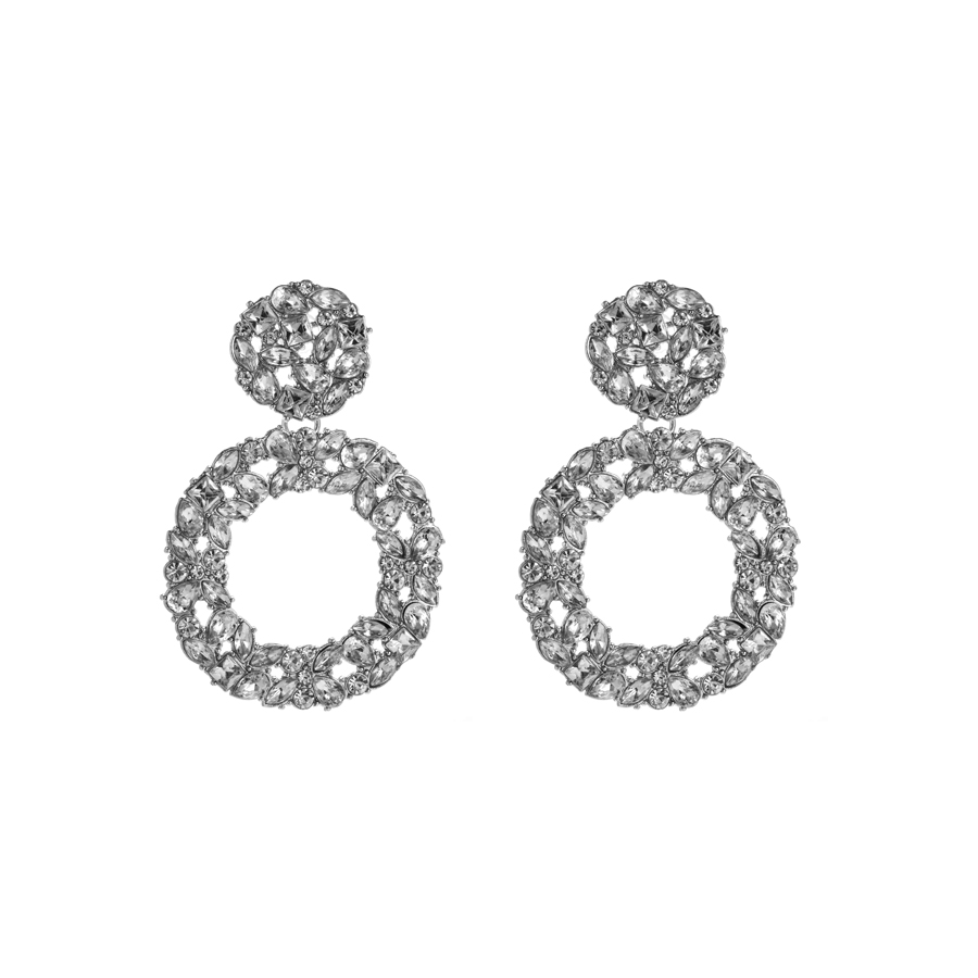 1 Paire Brillant Rond Placage Incruster Alliage Strass Verre Plaqué Or Boucles D'oreilles display picture 6