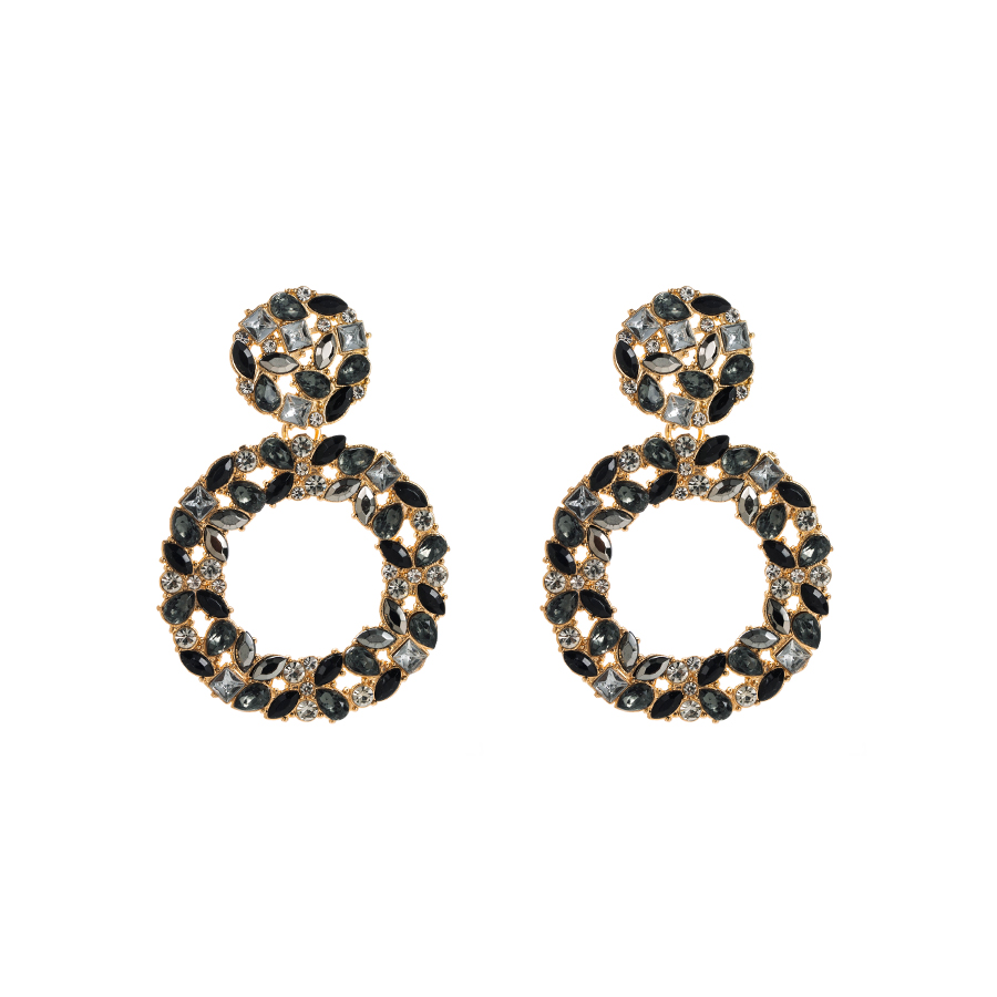 1 Pair Shiny Round Plating Inlay Alloy Rhinestones Glass Gold Plated Drop Earrings display picture 11