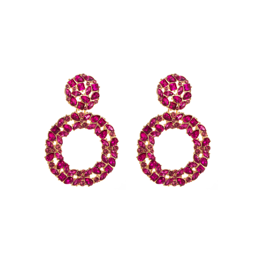 1 Paire Brillant Rond Placage Incruster Alliage Strass Verre Plaqué Or Boucles D'oreilles display picture 7