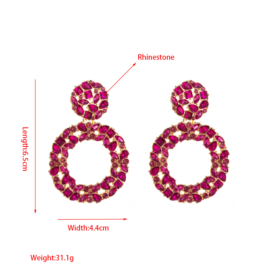 1 Pair Shiny Round Plating Inlay Alloy Rhinestones Glass Gold Plated Drop Earrings display picture 1