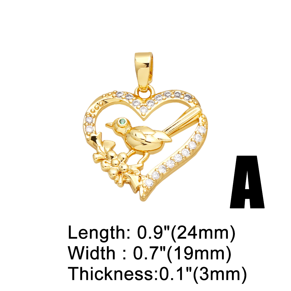 1 Piece Copper Zircon Heart Shape Snake Bird INS Style display picture 3