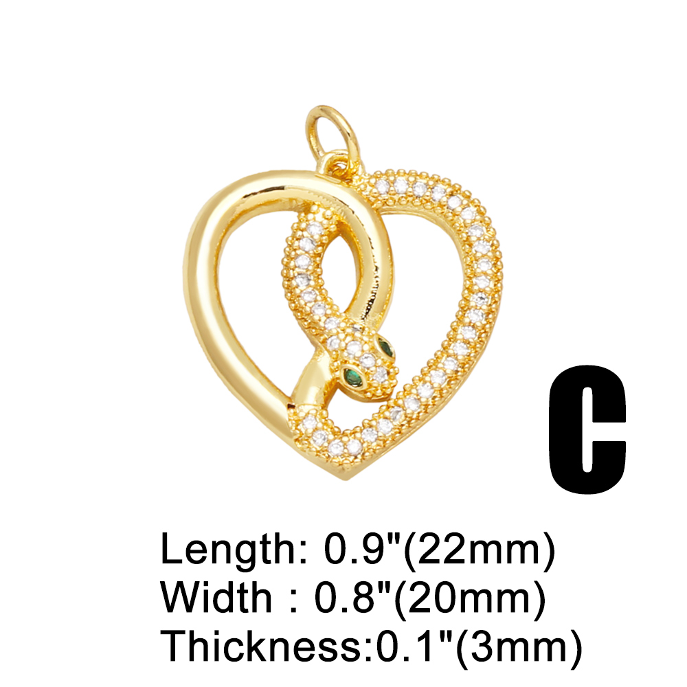 1 Piece Copper Zircon Heart Shape Snake Bird INS Style display picture 5