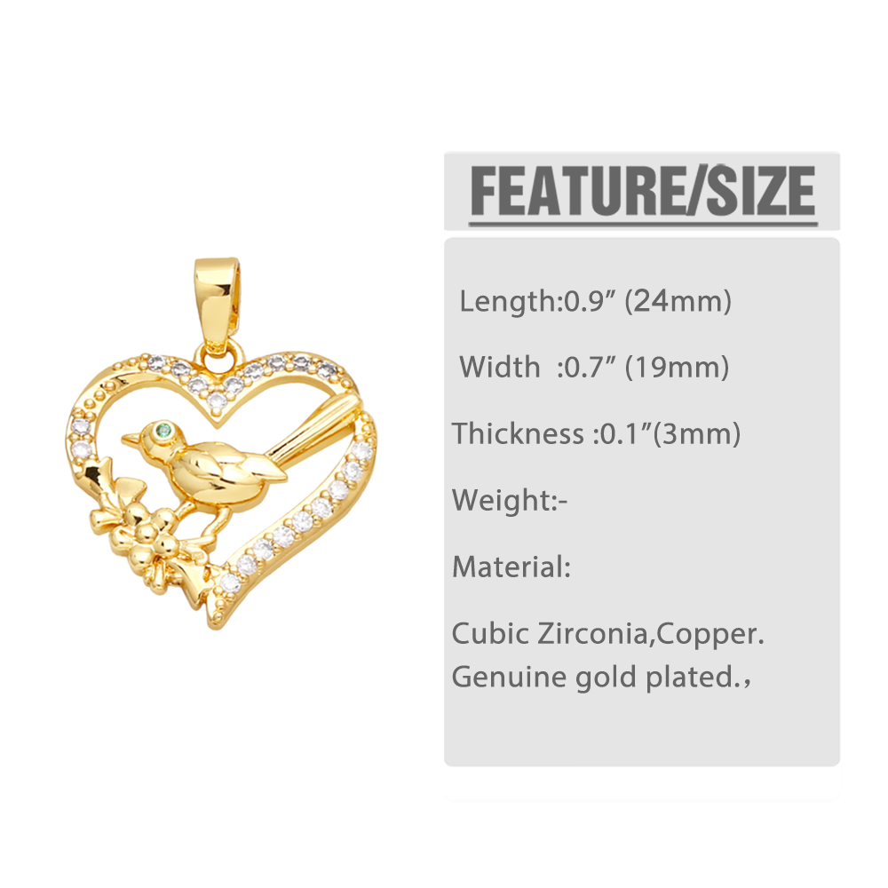 1 Piece Copper Zircon Heart Shape Snake Bird INS Style display picture 1
