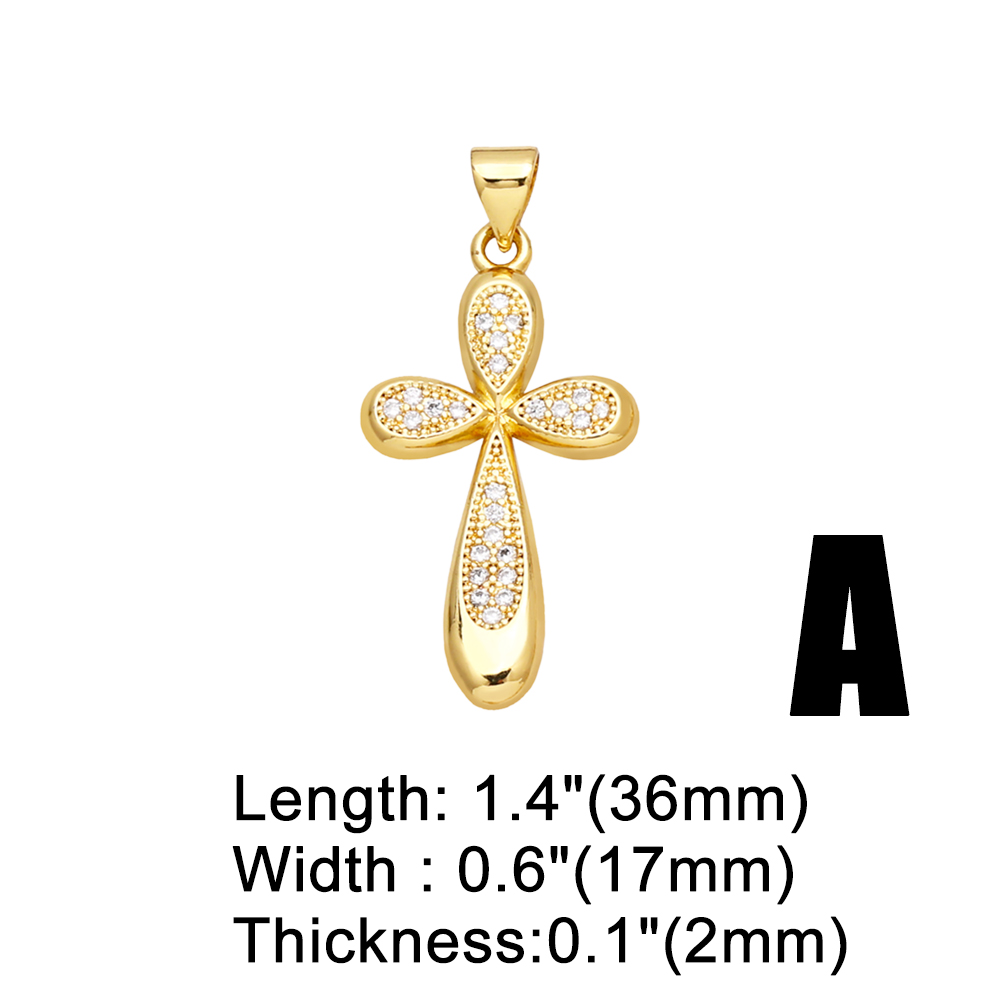 Ins Style Cross Copper Plating Inlay Zircon 18k Gold Plated Pendants Jewelry Accessories display picture 3