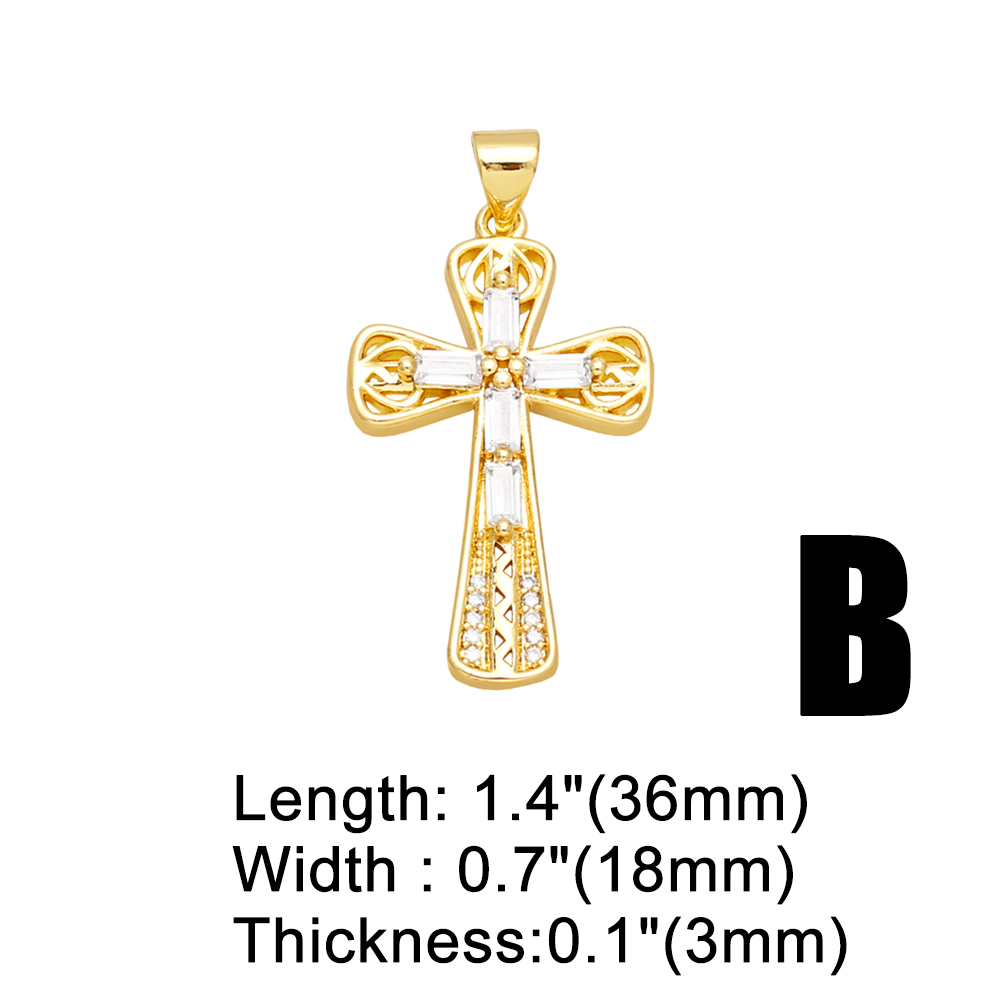 Ins Style Cross Copper Plating Inlay Zircon 18k Gold Plated Pendants Jewelry Accessories display picture 4