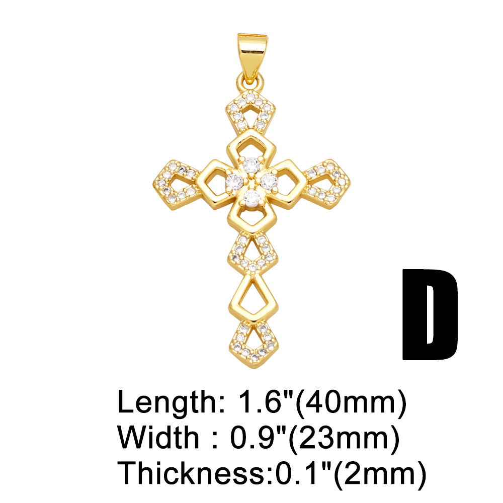 Ins Style Cross Copper Plating Inlay Zircon 18k Gold Plated Pendants Jewelry Accessories display picture 6