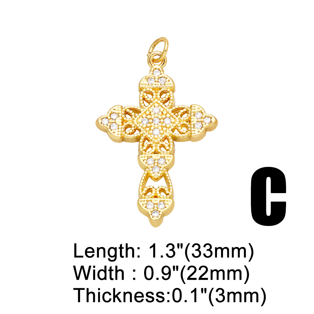 Ins Style Cross Copper Plating Inlay Zircon 18k Gold Plated Pendants Jewelry Accessories display picture 5