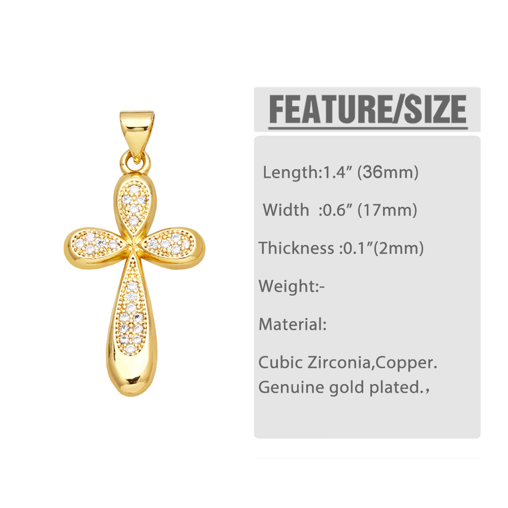Ins Style Cross Copper Plating Inlay Zircon 18k Gold Plated Pendants Jewelry Accessories display picture 1
