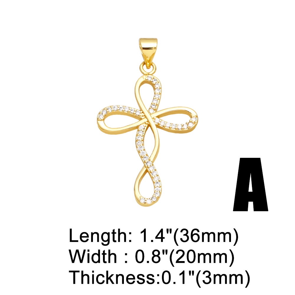 1 Piece Copper Zircon Cross INS Style display picture 3