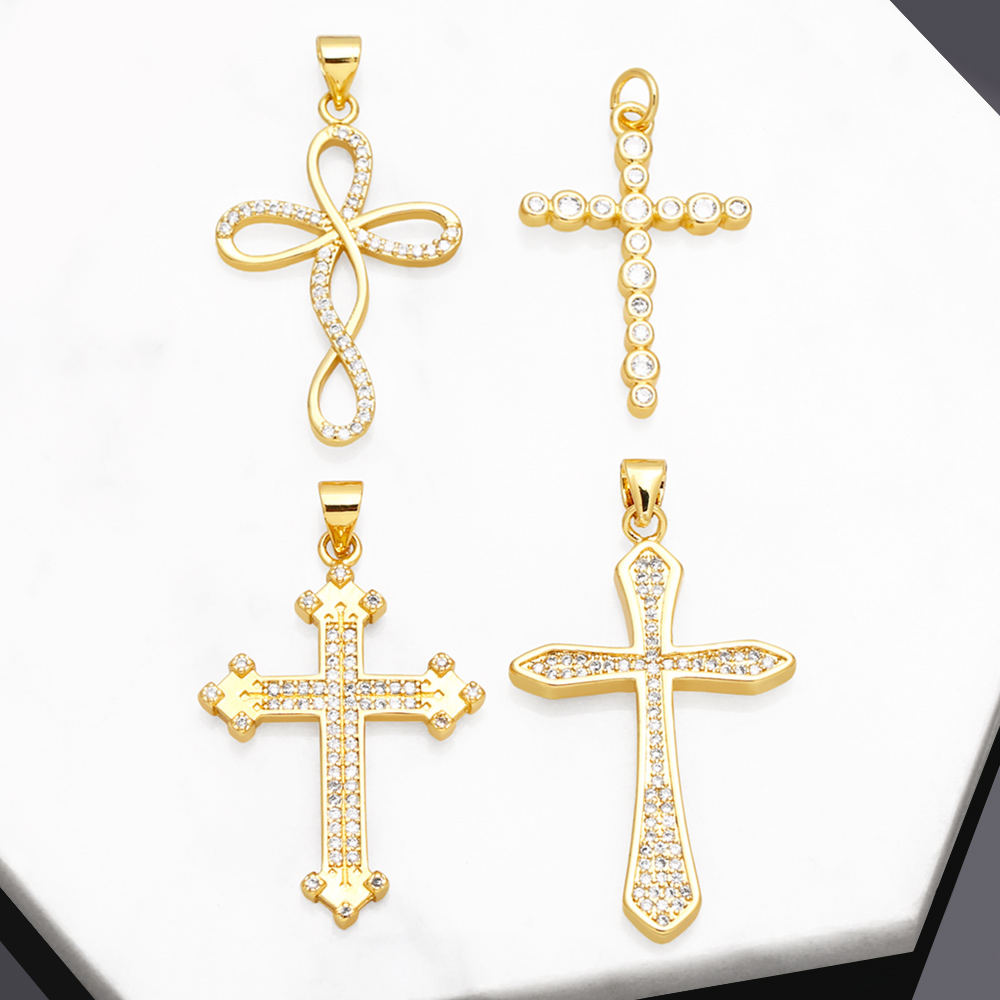 1 Piece Copper Zircon Cross INS Style display picture 2