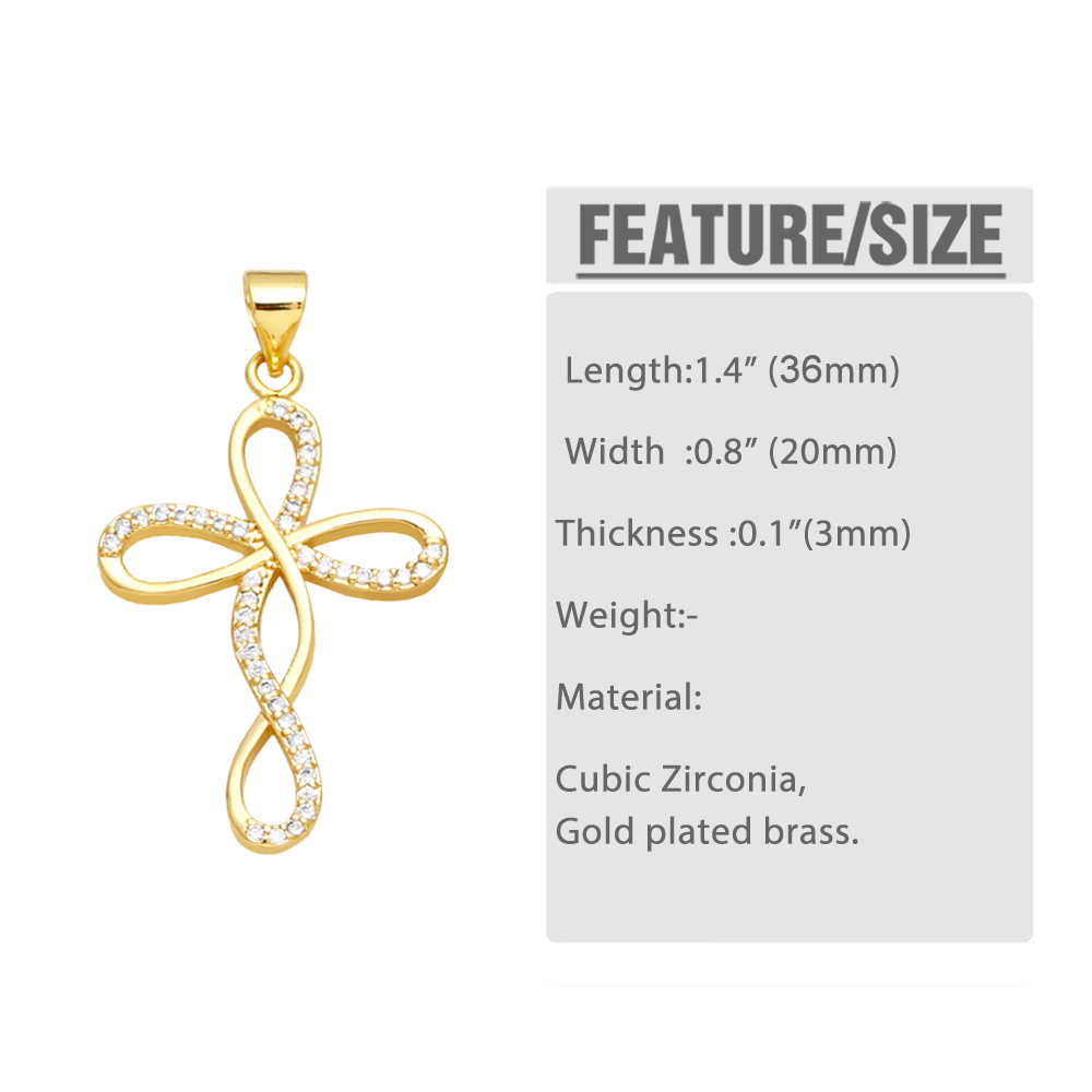 1 Piece Copper Zircon Cross INS Style display picture 1