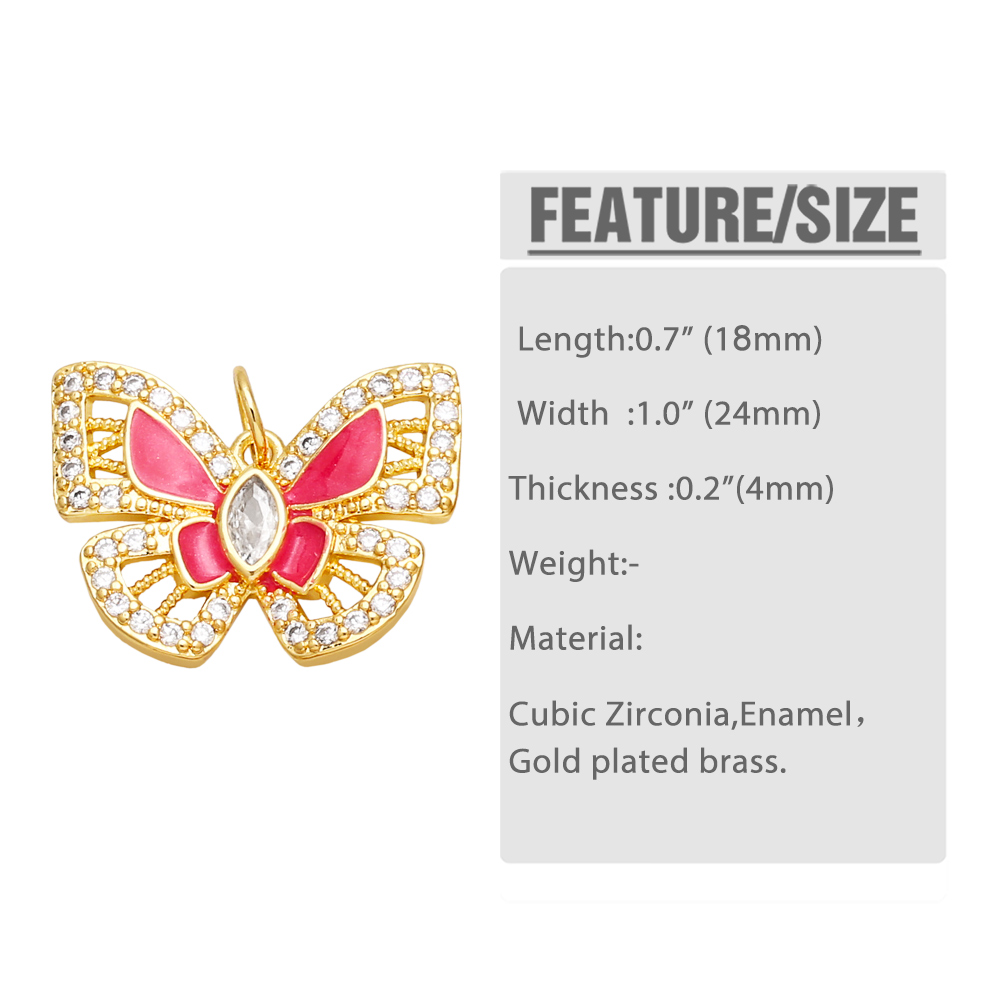 1 Pièce Le Cuivre Zircon Papillon Style Coréen display picture 1