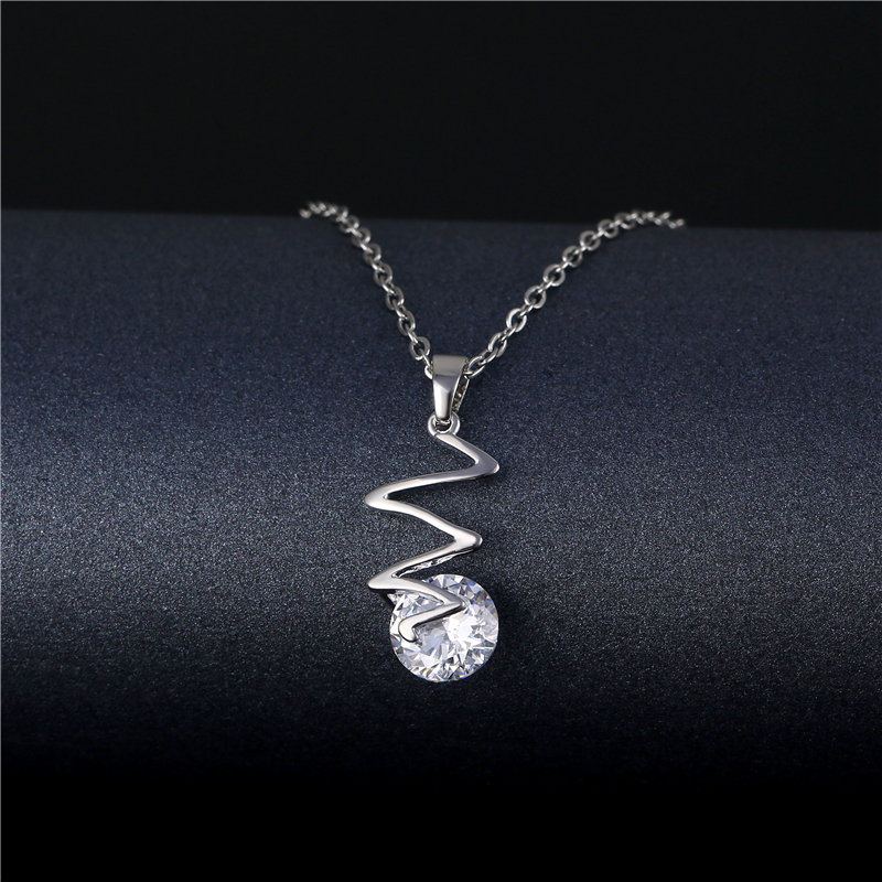 Stainless Steel Titanium Steel White Gold Plated Korean Style Plating Inlay Peacock Leaves Water Droplets Zircon Pendant Necklace display picture 11