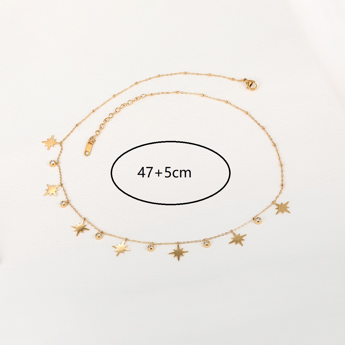 201 Stainless Steel 18K Gold Plated Retro Plating Inlay Four Leaf Clover Palm Moon Zircon Necklace display picture 6