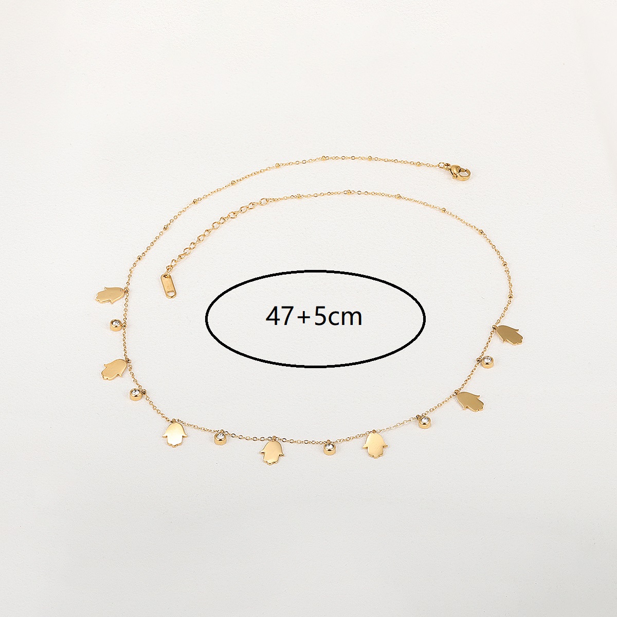 201 Stainless Steel 18K Gold Plated Retro Plating Inlay Four Leaf Clover Palm Moon Zircon Necklace display picture 9