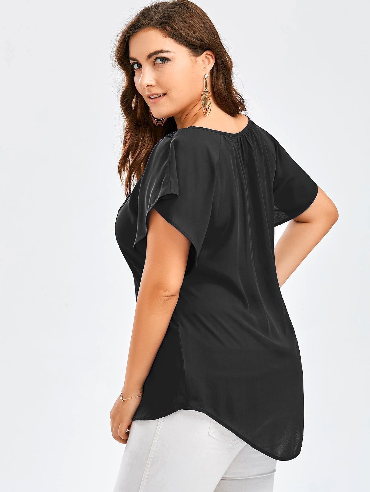 Basic Classic Style Simple Solid Color Spandex Polyester Chiffon Patchwork Lace T-shirt Chiffon Shirt display picture 13