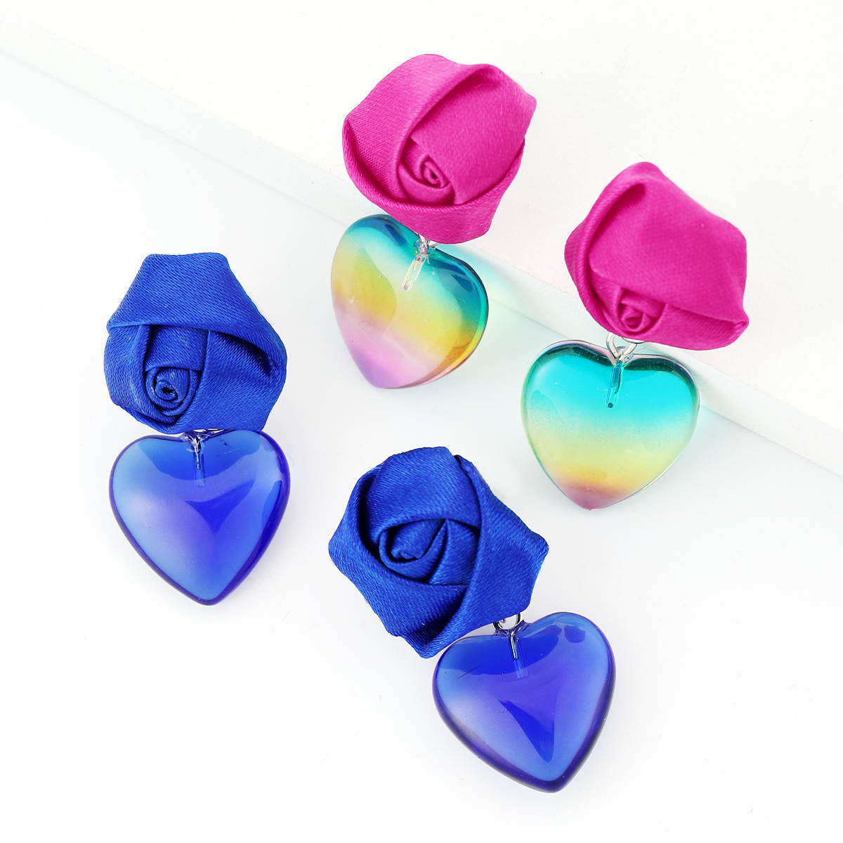 Wholesale Jewelry 1 Pair Vacation Heart Shape Flower Plastic Drop Earrings display picture 3