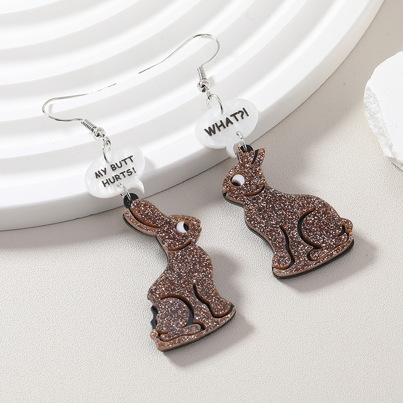 Wholesale Jewelry 1 Pair Cute Rabbit Arylic Drop Earrings display picture 1
