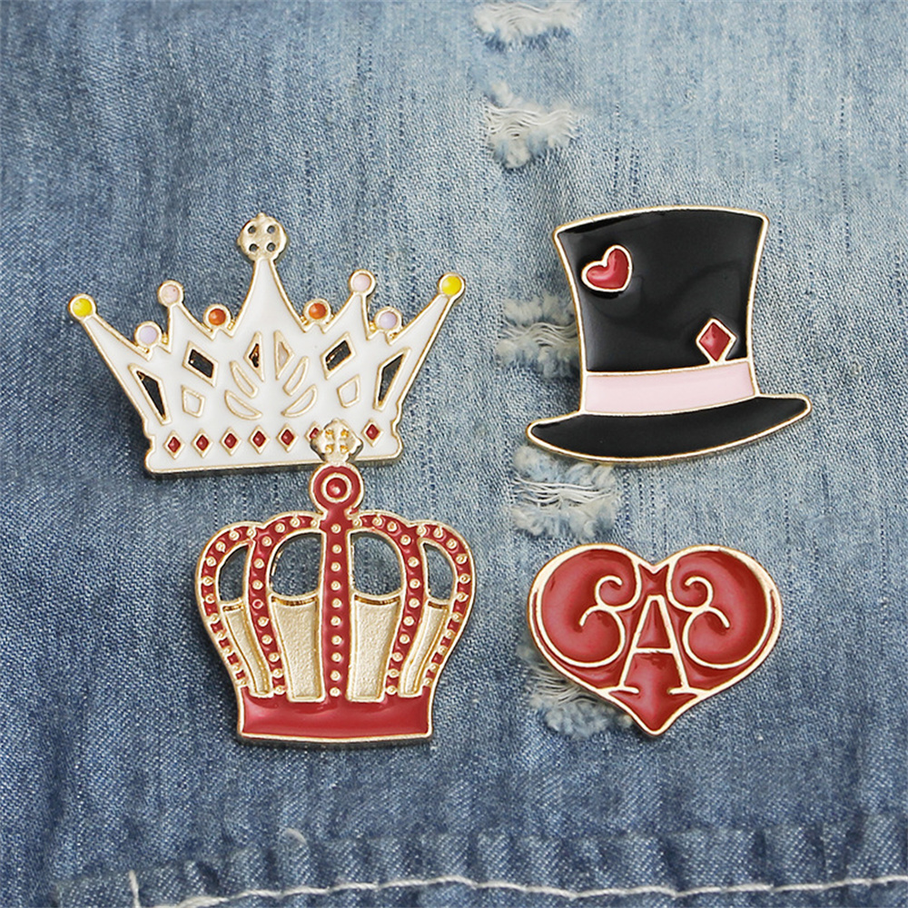 Cartoon Style Heart Shape Crown Alloy Metal Stoving Varnish Unisex Brooches display picture 1