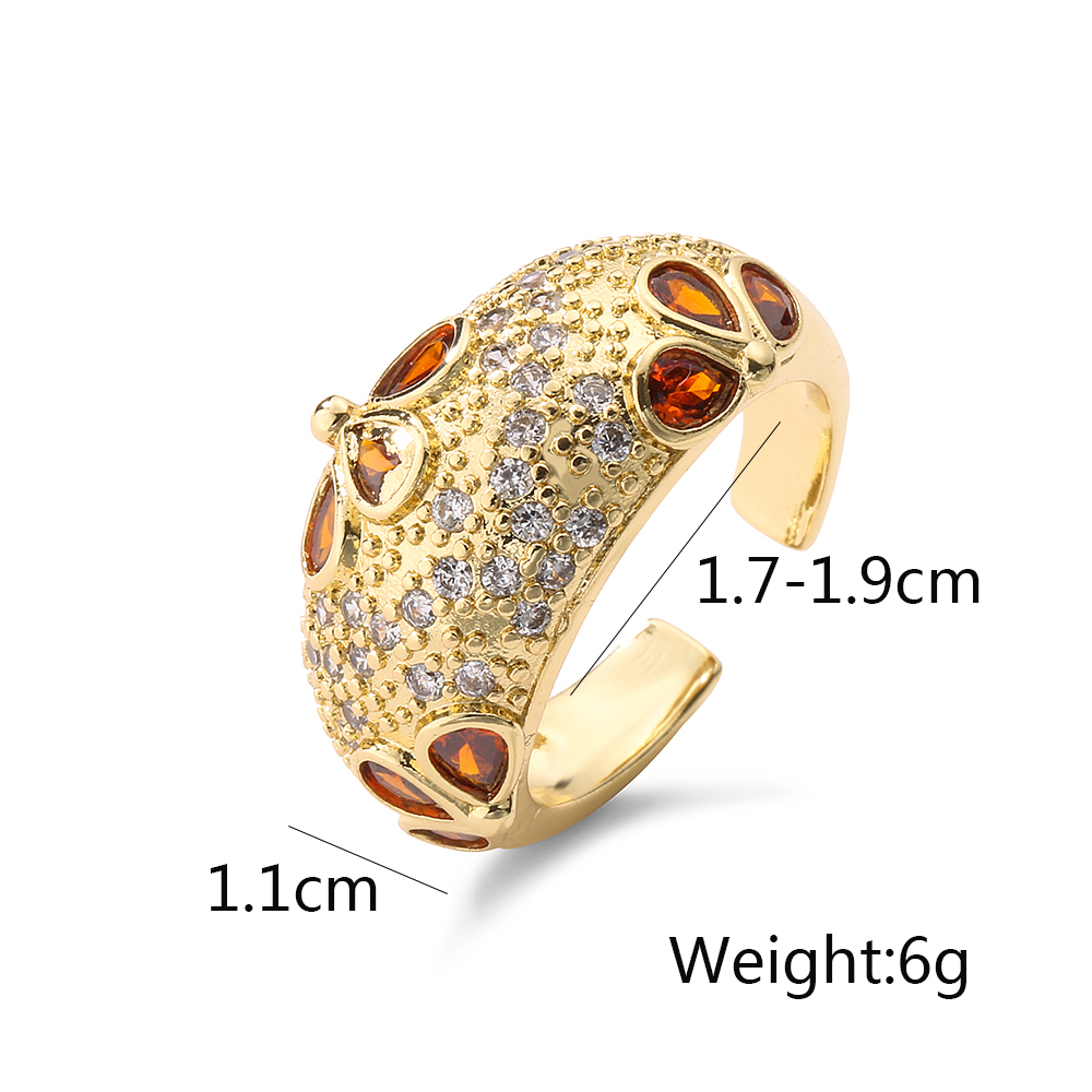 Commute Water Droplets Heart Shape Copper Plating Inlay Zircon 18k Gold Plated Open Ring display picture 1