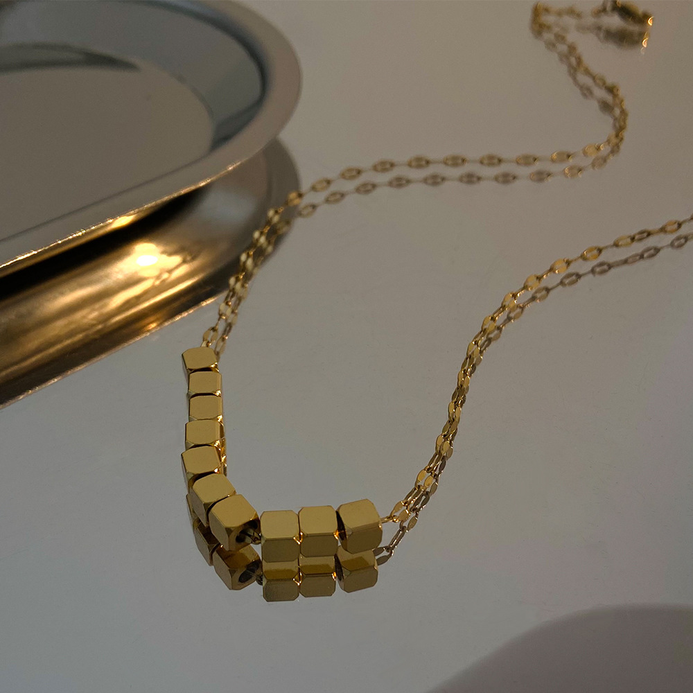 Großhandel Einfacher Stil Geometrisch Rostfreier Stahl 14 Karat Vergoldet Halskette display picture 2