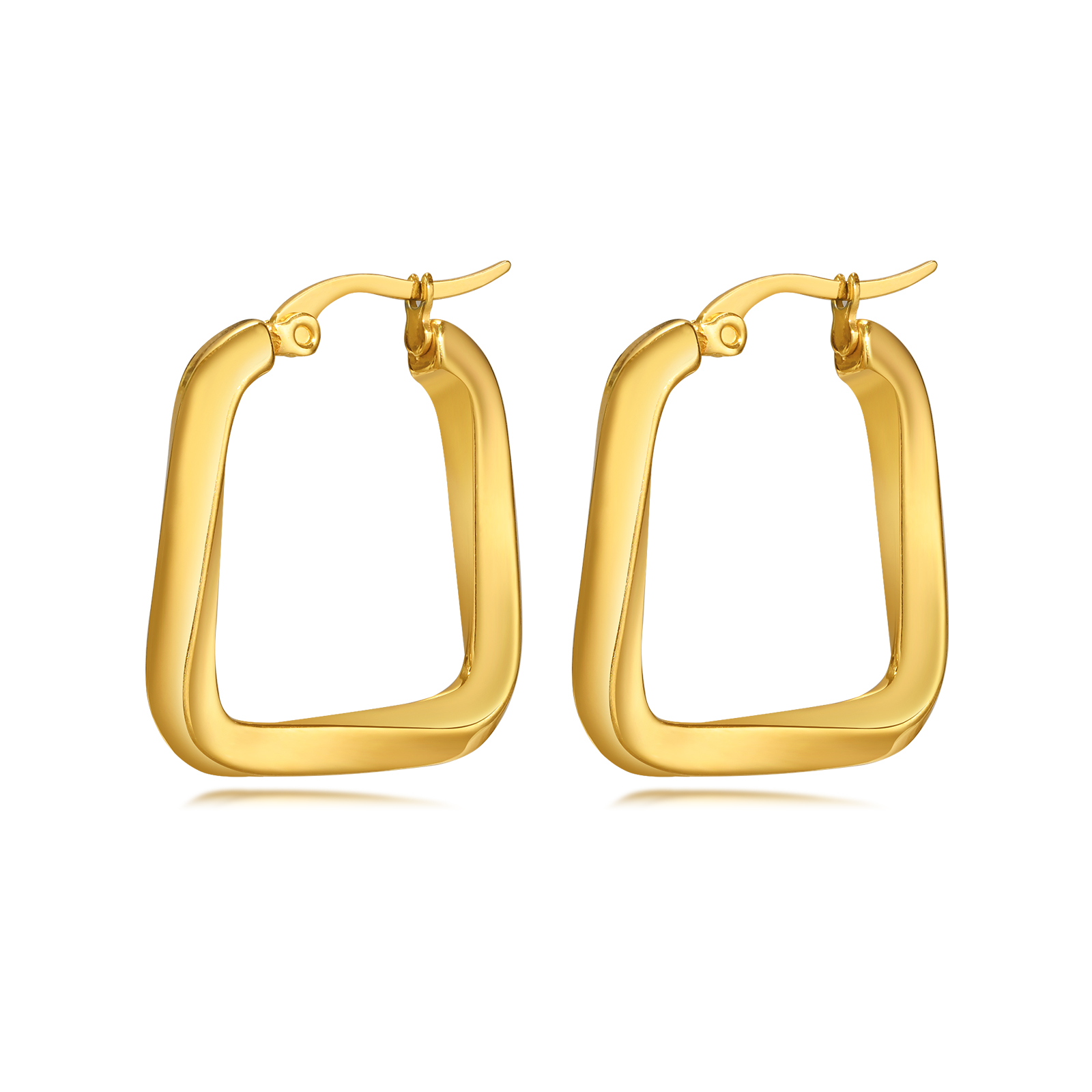 1 Pair Simple Style Square Polishing Plating 201 Stainless Steel Earrings display picture 4
