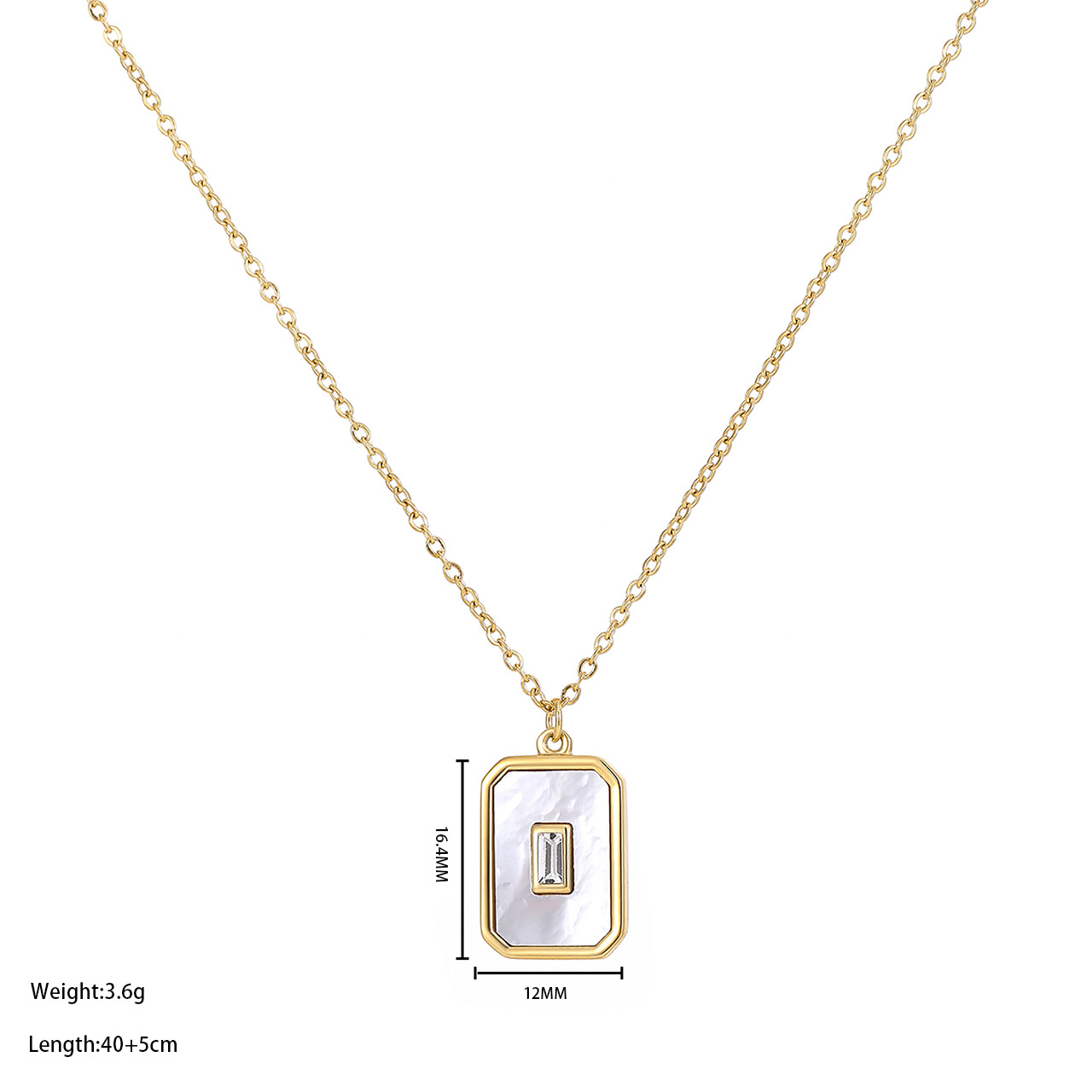 Simple Style Rectangle Stainless Steel Plating Inlay Shell White Gold Plated Gold Plated Pendant Necklace display picture 1
