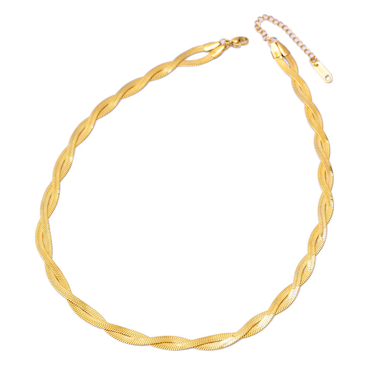 304 Stainless Steel 18K Gold Plated Simple Style Solid Color Bracelets Necklace display picture 5