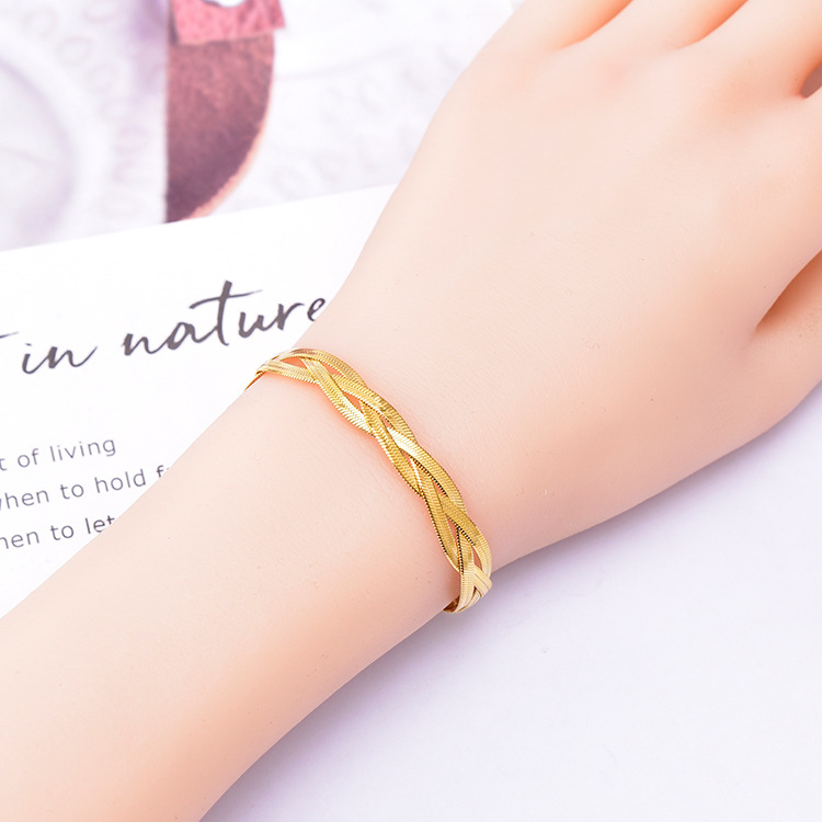 304 Stainless Steel 18K Gold Plated Simple Style Solid Color Bracelets Necklace display picture 2