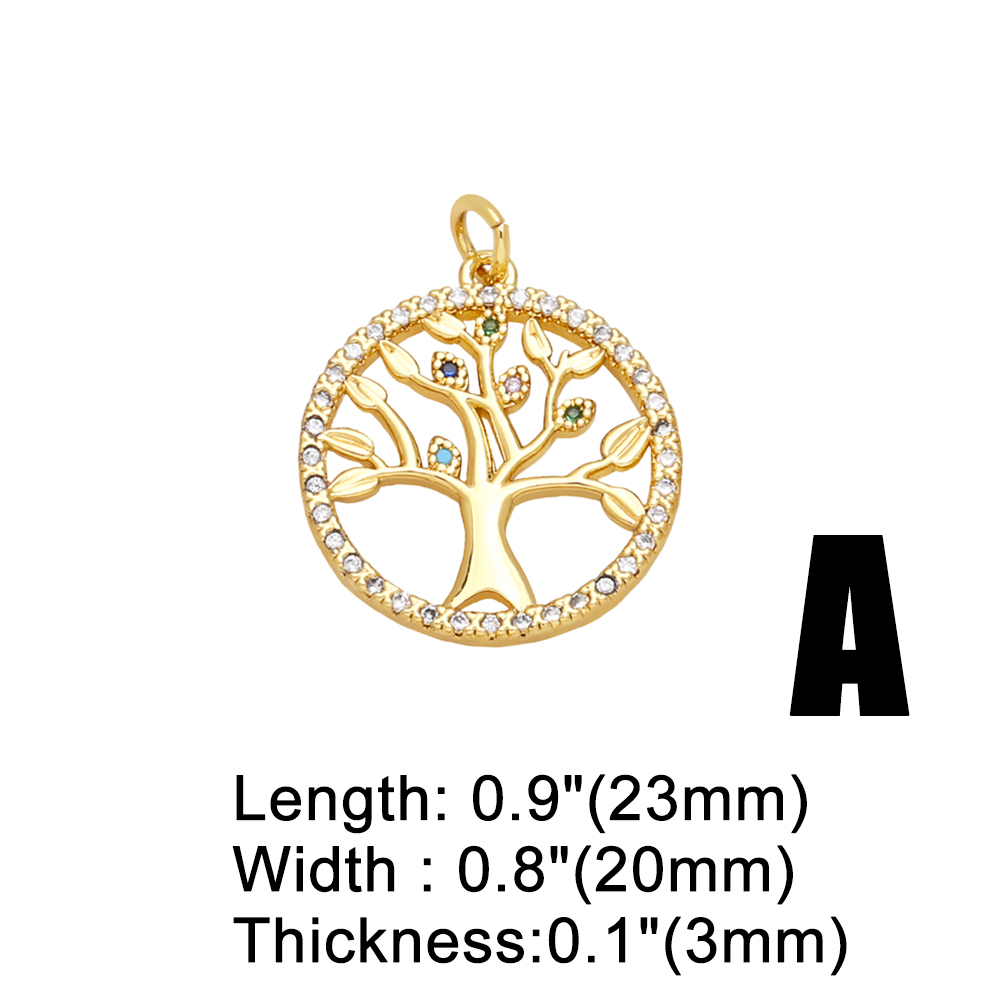 Ins Style Star Moon Tree Copper Plating Inlay Zircon 18k Gold Plated Pendants Jewelry Accessories display picture 5