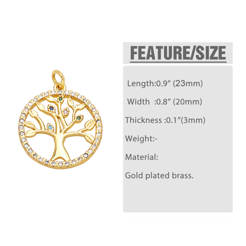 Ins Style Star Moon Tree Copper Plating Inlay Zircon 18k Gold Plated Pendants Jewelry Accessories display picture 1