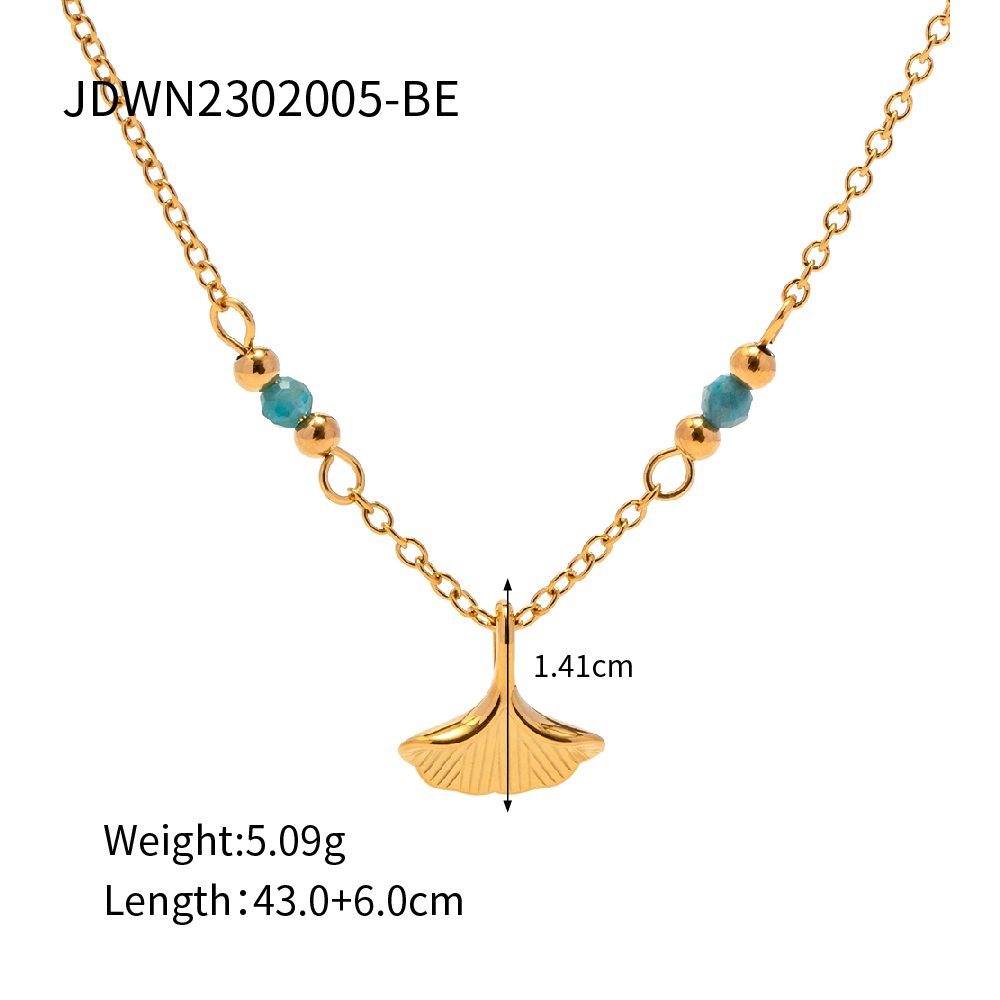 Wholesale Ins Style Simple Style Classic Style Leaves Stainless Steel 18k Gold Plated Necklace display picture 1