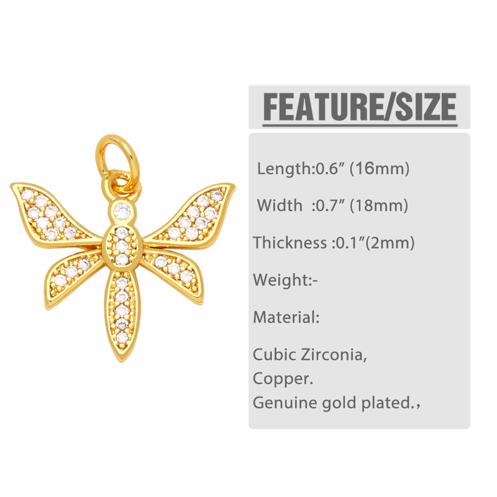 Ins Style Hippocampus Dragonfly Butterfly Copper Plating Inlay Zircon 18k Gold Plated Pendants Jewelry Accessories display picture 1