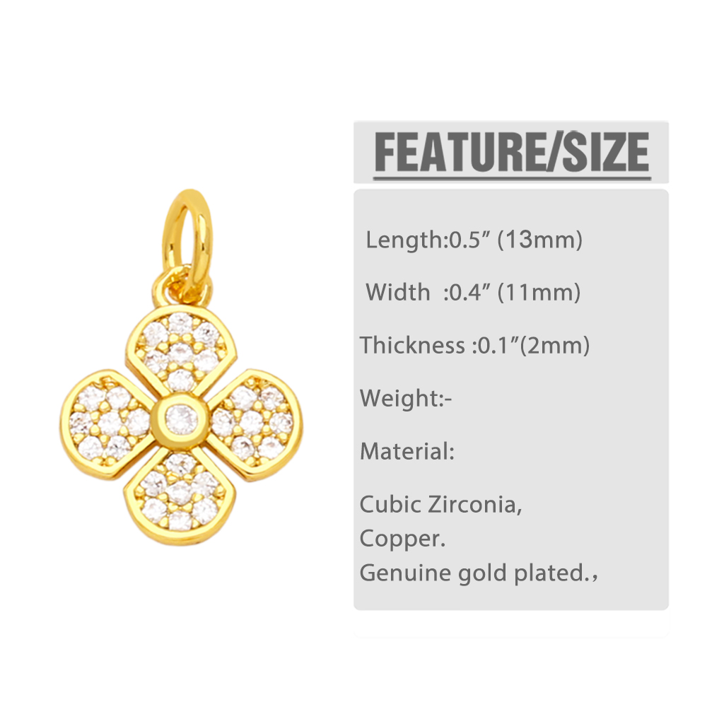 Korean Style Leaves Flower Copper Plating Inlay Zircon 18k Gold Plated Pendants Jewelry Accessories display picture 1